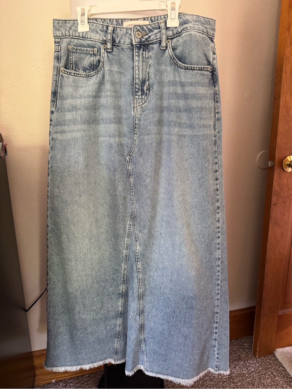 Light Blue Denim Maxi Skirt